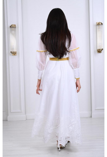 فستان شيفون ذات أزرار  مميزة 